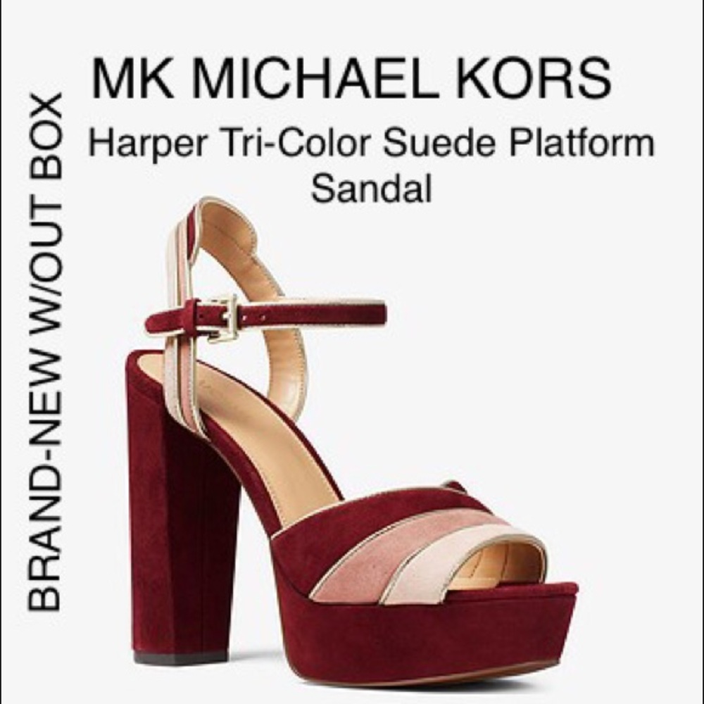 MICHEAL KORS HARPER SUEDE PLATFORM SANDAL 5.5 M